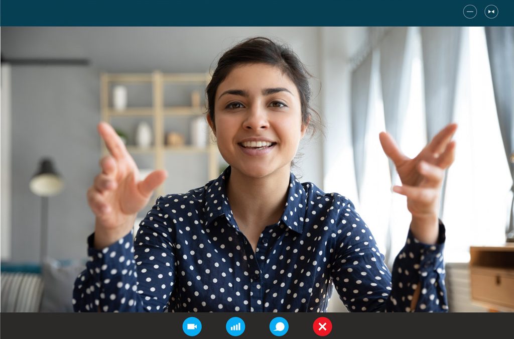 Woman leading a Zoom meeting